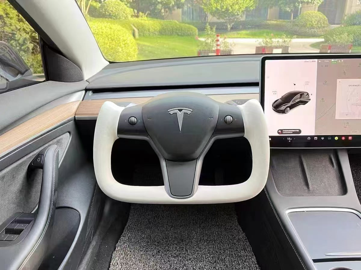 ApexTeslas Tesla Model Y Carbon Fiber Yoke Steering Wheel | Premium Performance Steering Wheel Upgrade