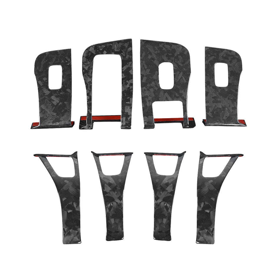 Tesla Model Y 2021-2024 Door Armrest Window Lift Button Panel Cover Trim Real Carbon Fiber