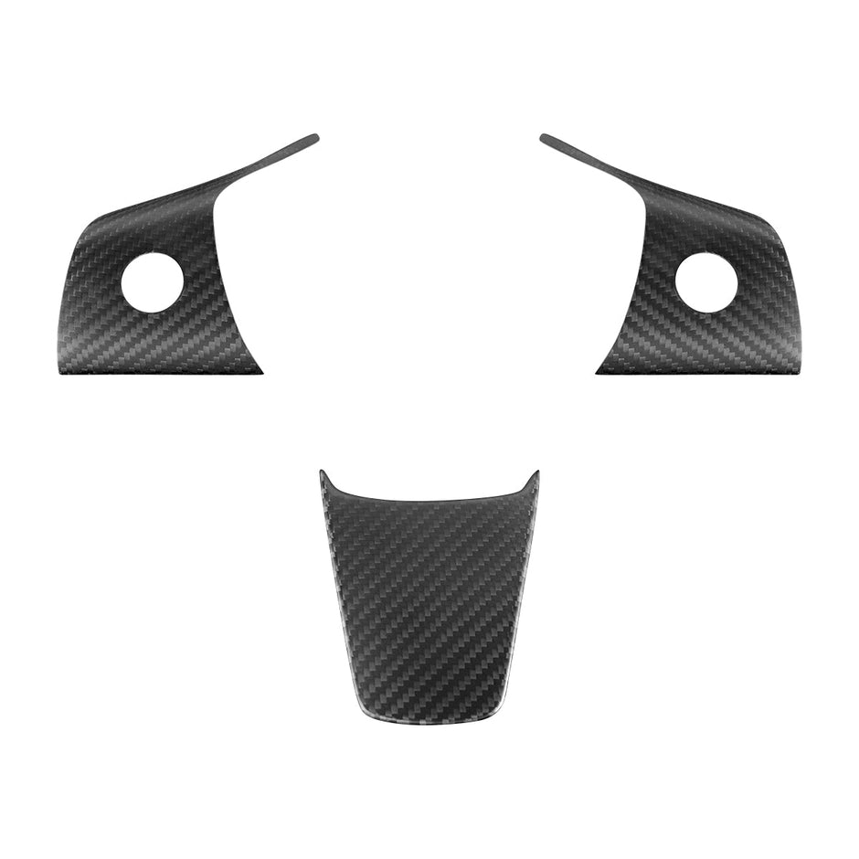 Tesla Model Y 3 2019-2023 Real Carbon Fiber Steering Wheel Sticker Trim