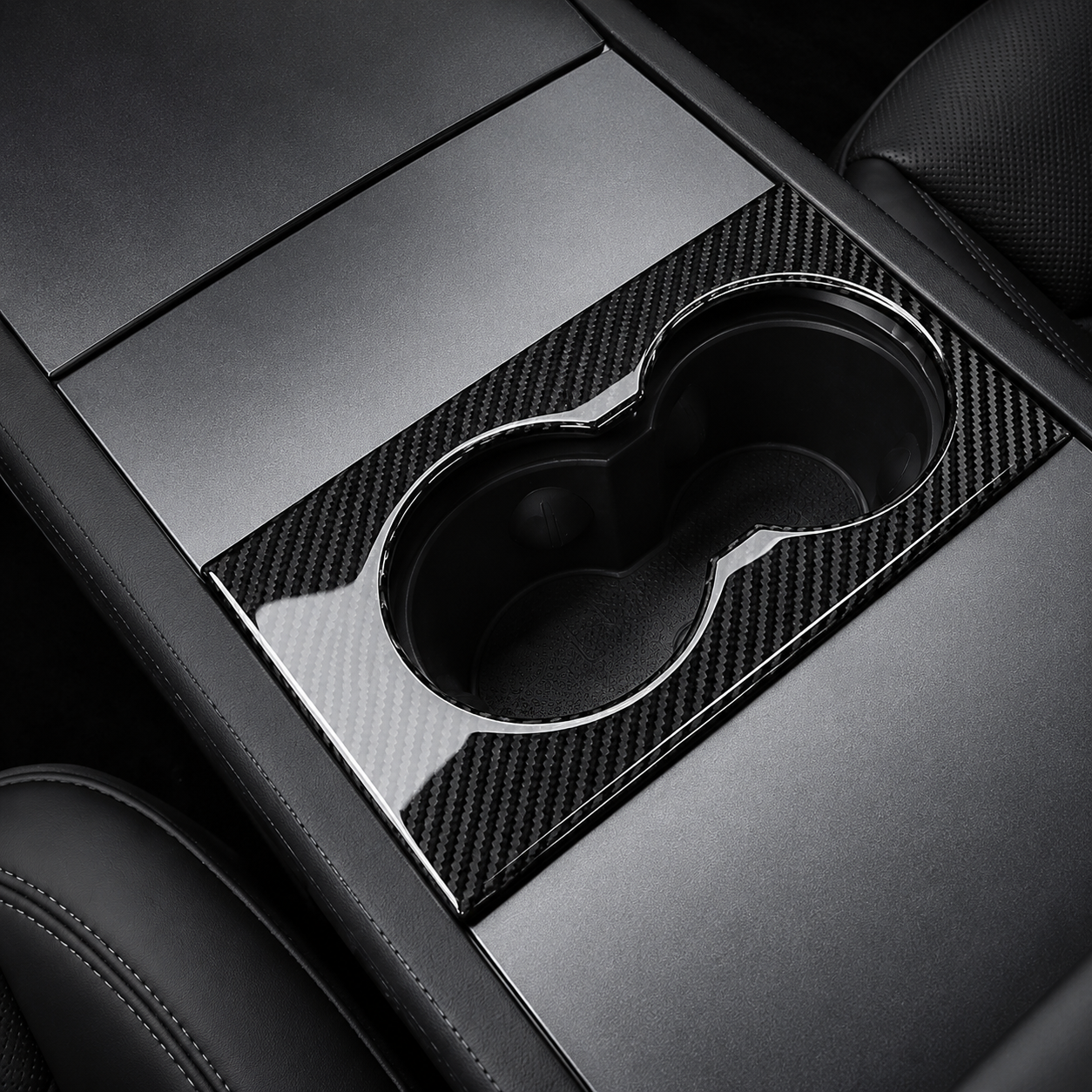 ApexTesla Tesla Model 3 Highland Front Cup Holder Cover Trim – Real Carbon Fiber