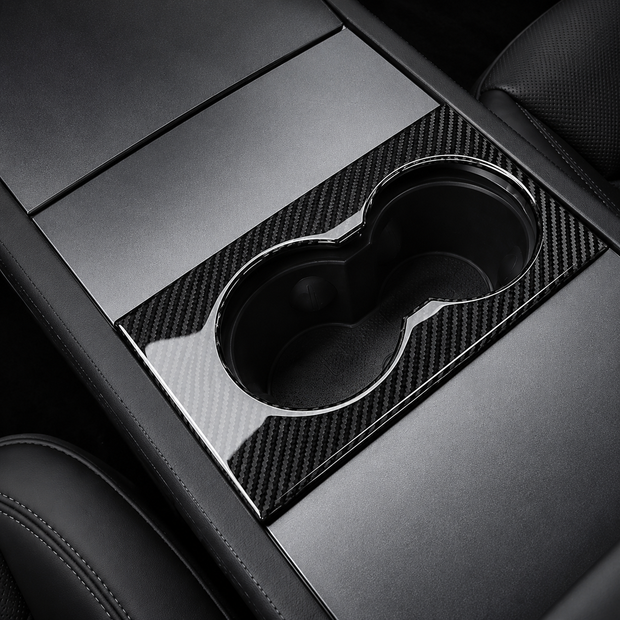 ApexTesla Tesla Model 3 Highland Front Cup Holder Cover Trim – Real Carbon Fiber