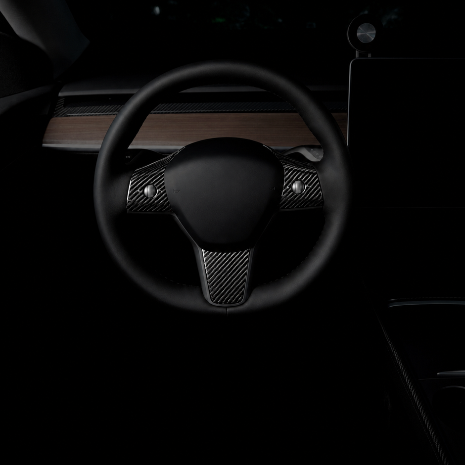 ApexTesla Tesla Model 3 Y 2019-2023 Steering Wheel Cover Trim – Real Carbon Fiber