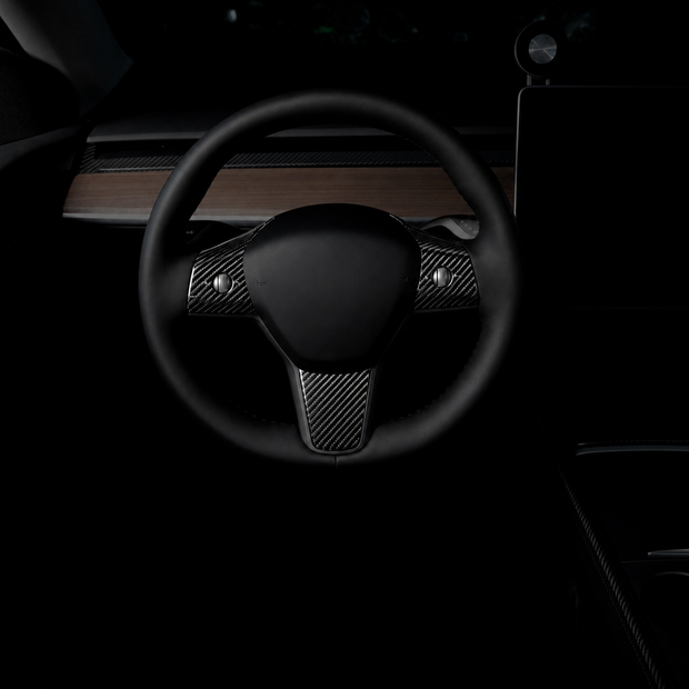 ApexTesla Tesla Model 3 Y 2019-2023 Steering Wheel Cover Trim – Real Carbon Fiber