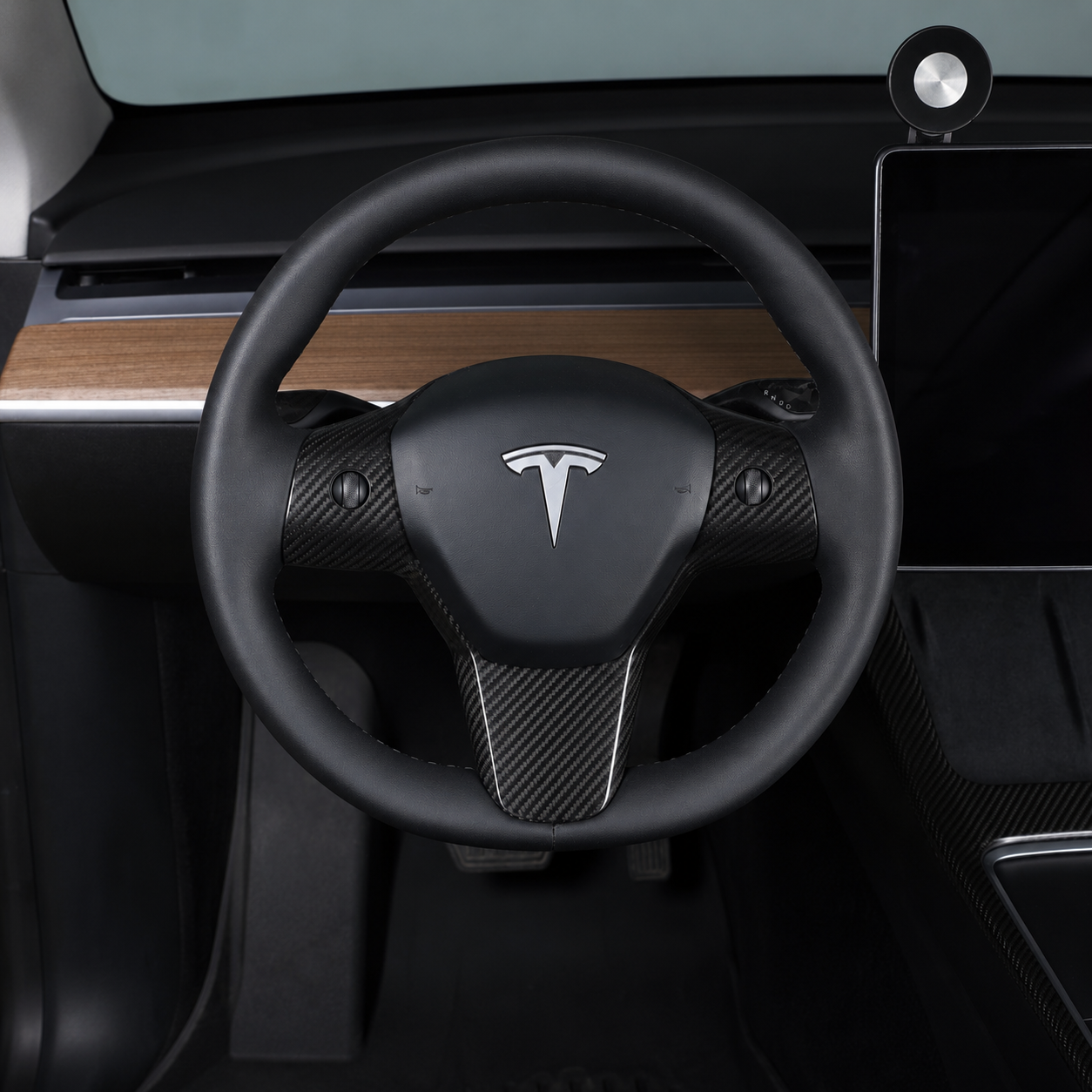 ApexTesla Tesla Model 3 Y 2019-2023 Full Steering Wheel Trim – Real Carbon Fiber