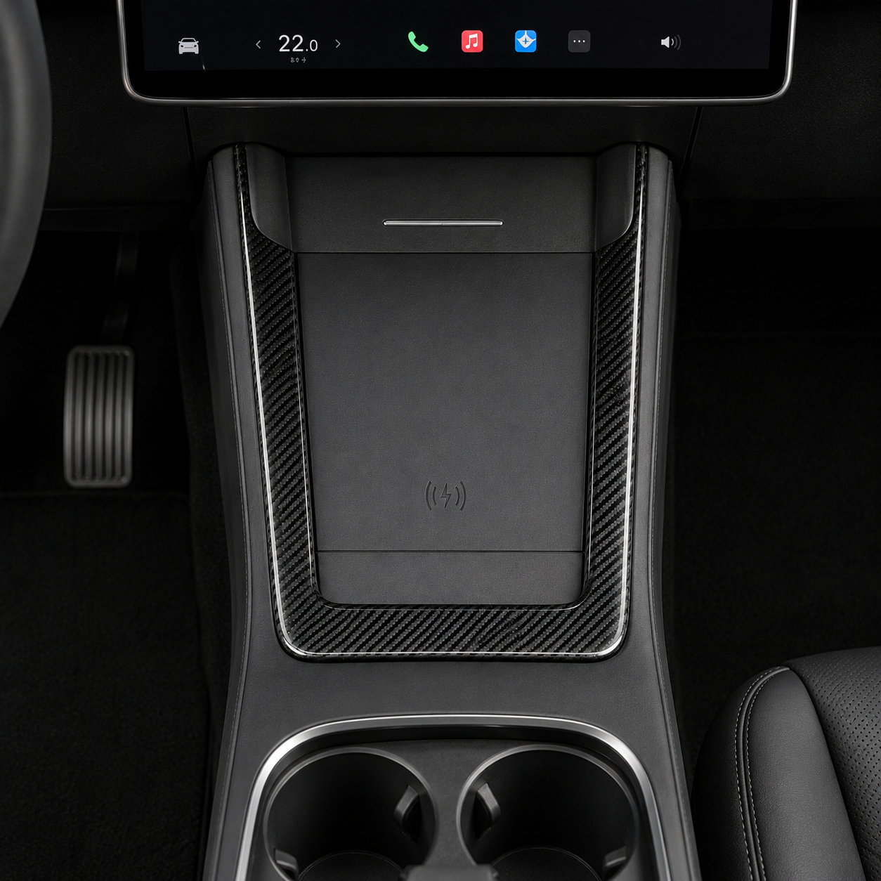 ApexTesla Tesla Model 3 Highland & Model Y Juniper Wireless Charging Frame Trim – Real Carbon Fiber