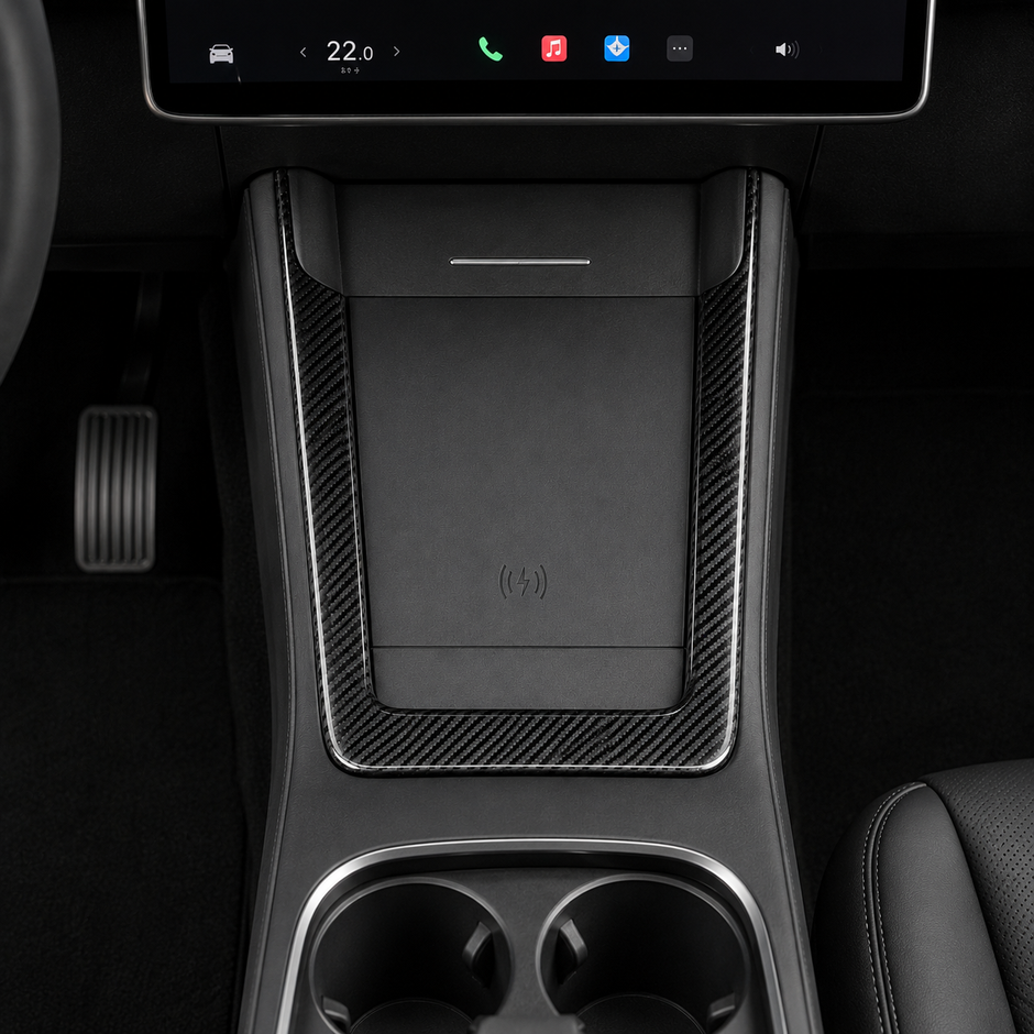 ApexTesla Tesla Model 3 Highland & Model Y Juniper Wireless Charging Frame Trim – Real Carbon Fiber