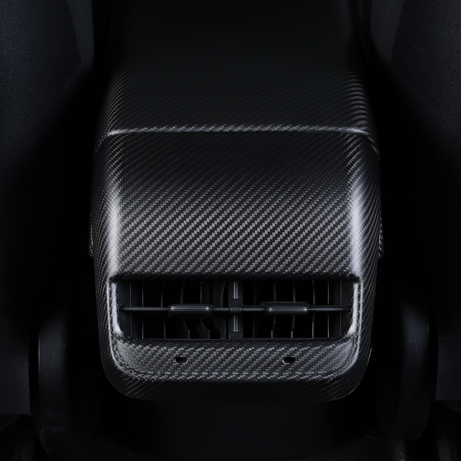 Tesla Model Y 3 2021-2023 Central Armrest Rear Air Outlet Cover Real Carbon Fiber