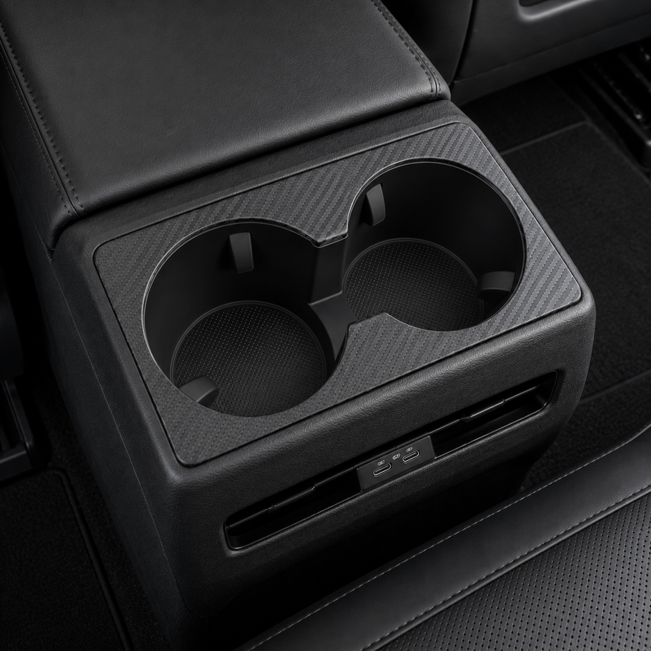 ApexTesla Tesla Model 3 Highland Rear Cup Holder Cover Trim – Real Carbon Fiber
