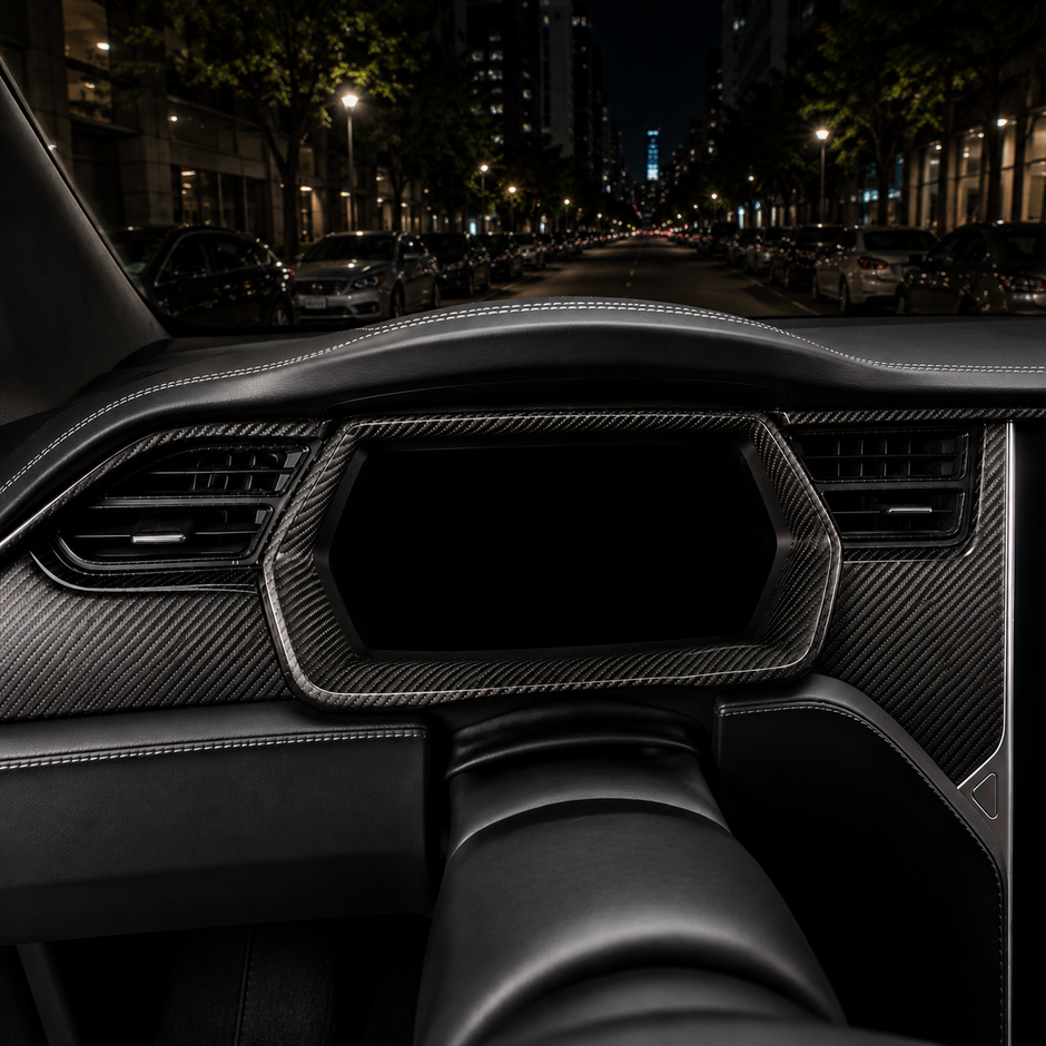 ApexTesla Tesla Model S X 2014-2020 Dashboard Trim Set – Real Carbon Fiber