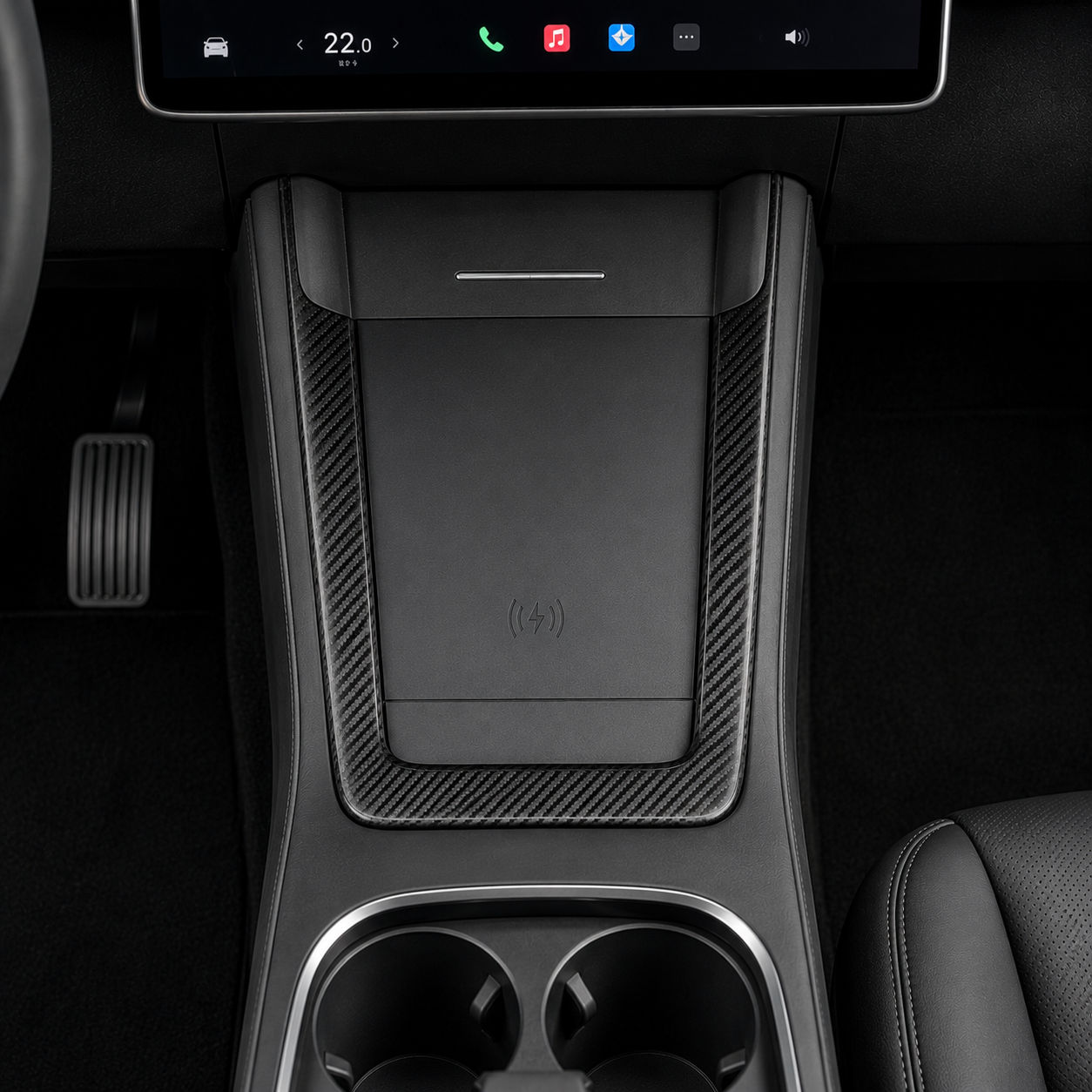 ApexTesla Tesla Model 3 Highland & Model Y Juniper Wireless Charging Frame Trim – Real Carbon Fiber
