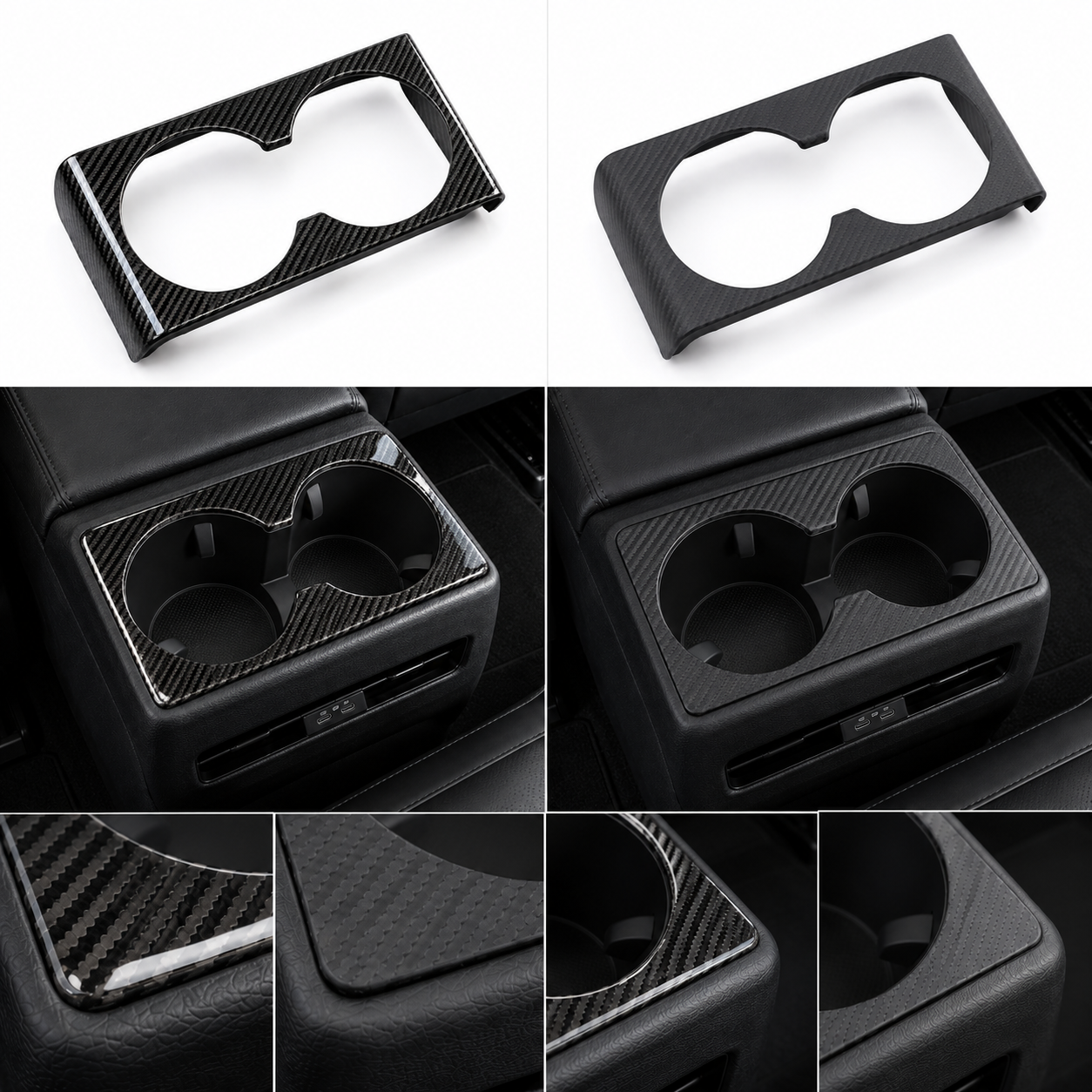 ApexTesla Tesla Model 3 Highland Rear Cup Holder Cover Trim – Real Carbon Fiber