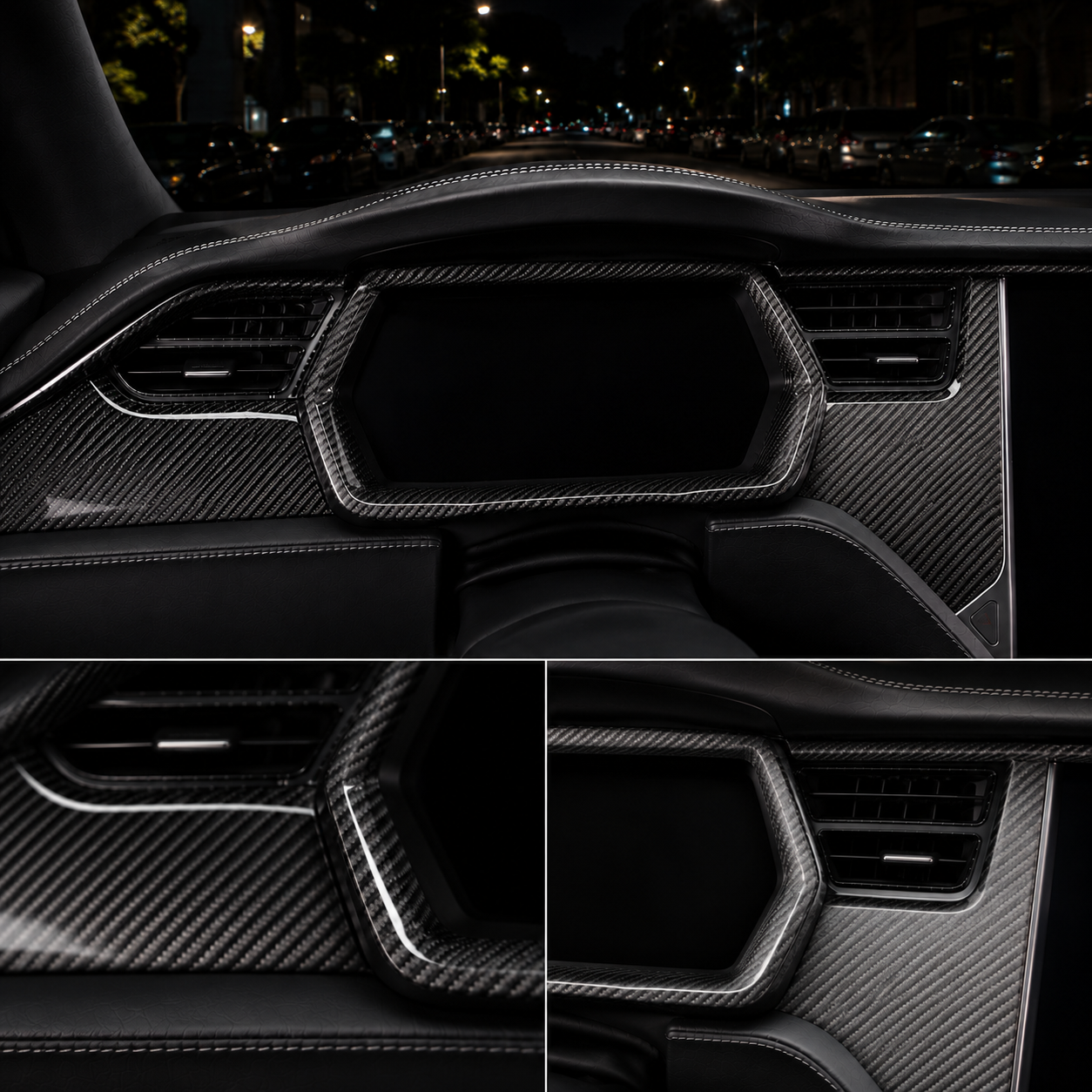 ApexTesla Tesla Model S X 2014-2020 Dashboard Trim Set – Real Carbon Fiber