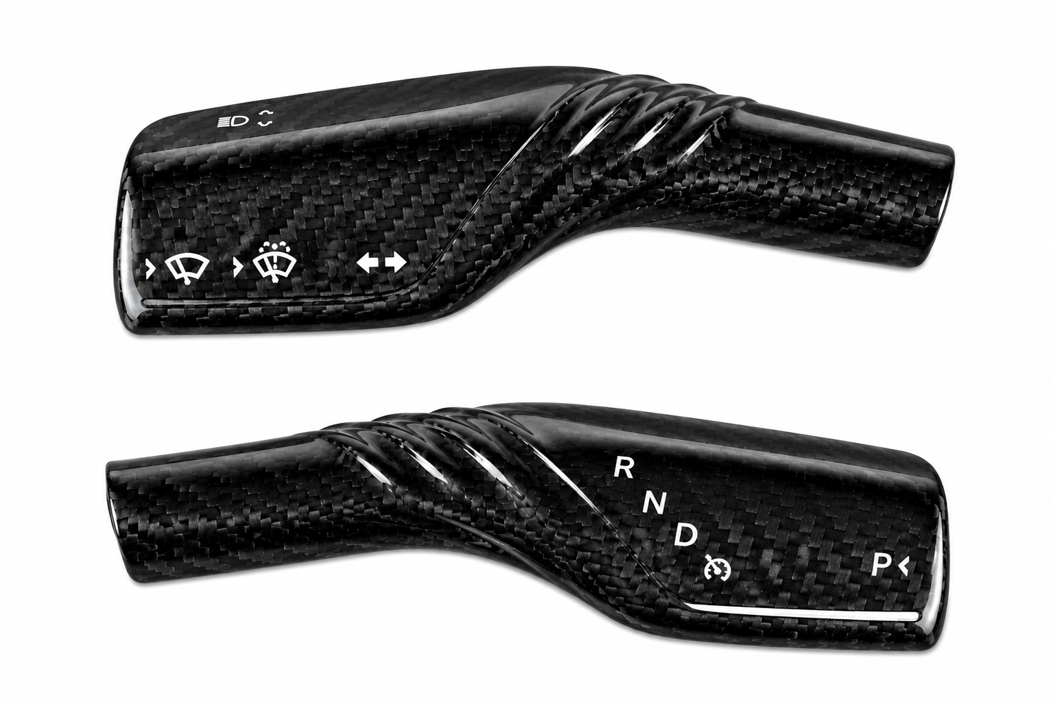 Carbon fiber textured shift paddle overlay for Tesla Model Y 2019-2023