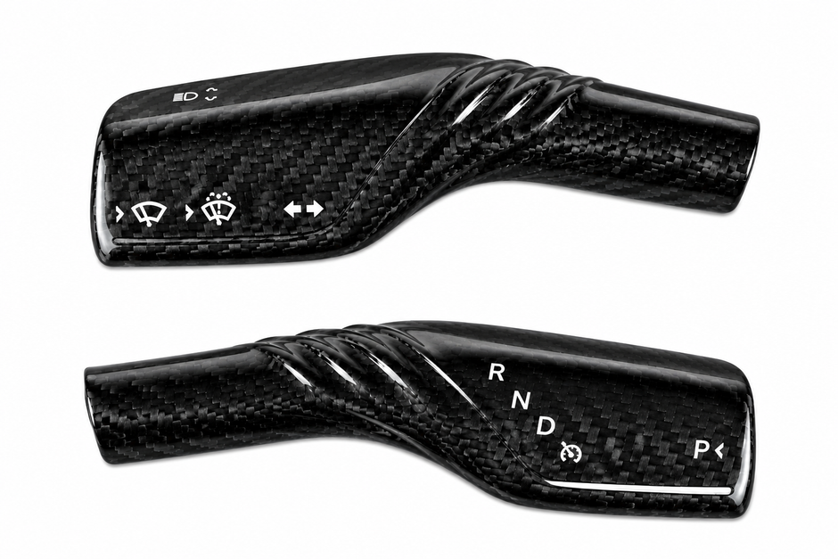 Carbon fiber textured shift paddle overlay for Tesla Model Y 2019-2023