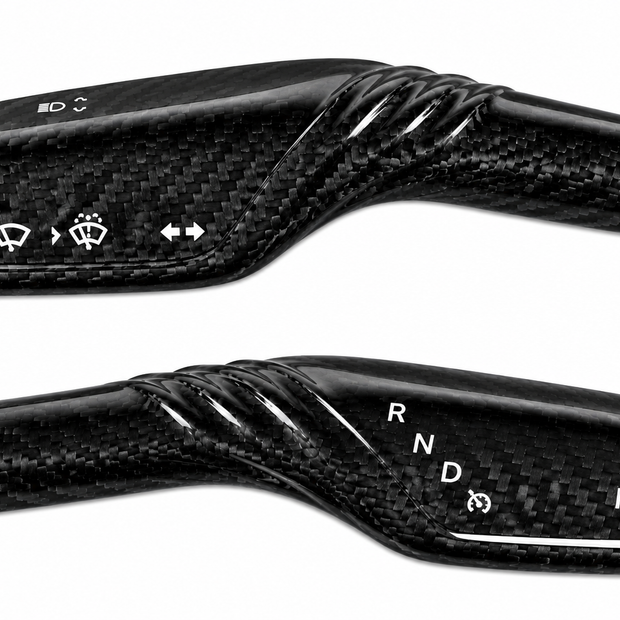Carbon fiber textured shift paddle overlay for Tesla Model Y 2019-2023