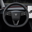 Carbon fiber steering wheel overlay designed for Tesla Model 3 Highland