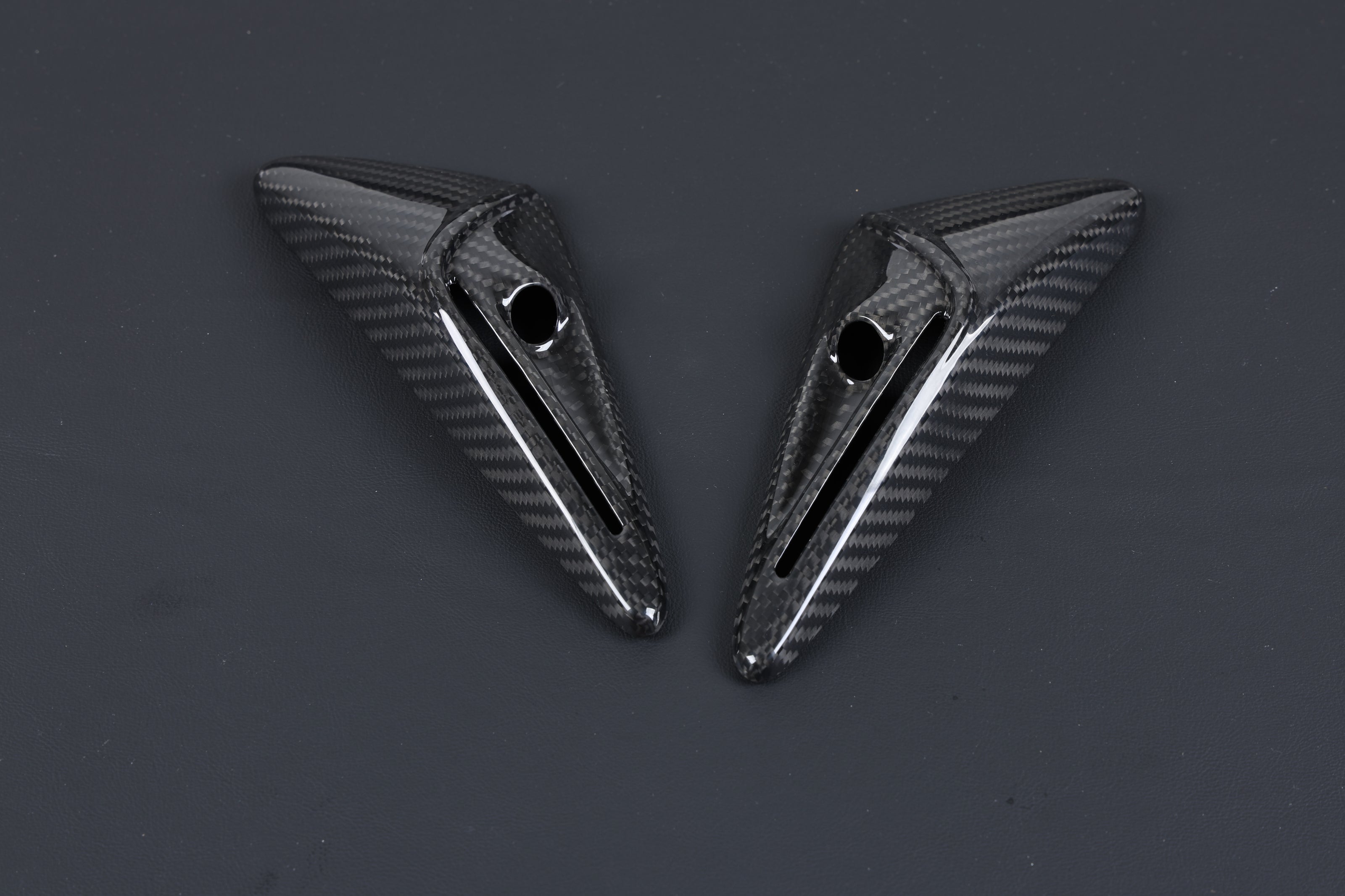 HW3.0 full camera cover trim in real carbon fiber for Tesla vehicles