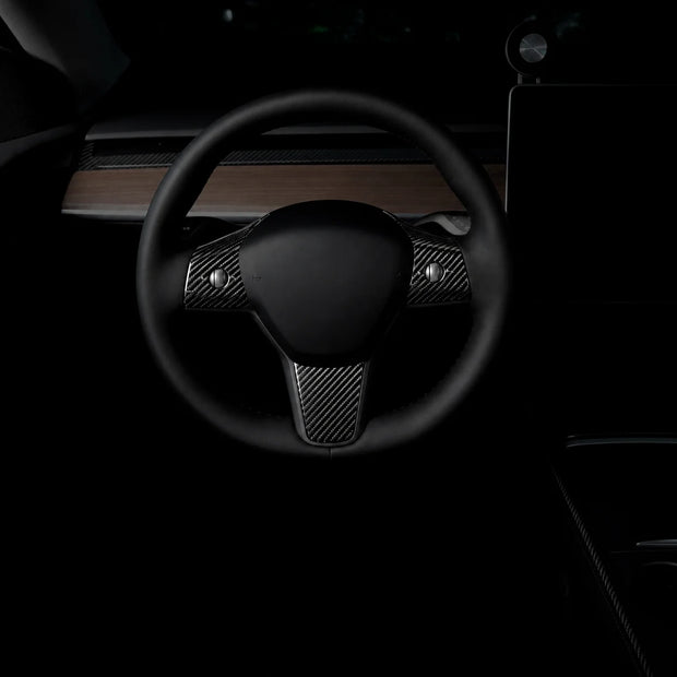 ApexTesla Tesla Model 3 Y 2019-2023 Steering Wheel Cover Trim – Real Carbon Fiber