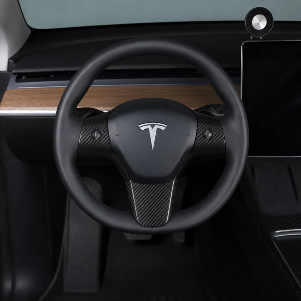 ApexTesla Tesla Model 3 Y 2019-2023 Full Steering Wheel Trim – Real Carbon Fiber