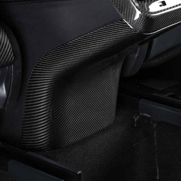 2021-2023 Tesla Model Y 3 Center Armrest Rear Seat Panel Anti-kick Cover Real Carbon Fiber