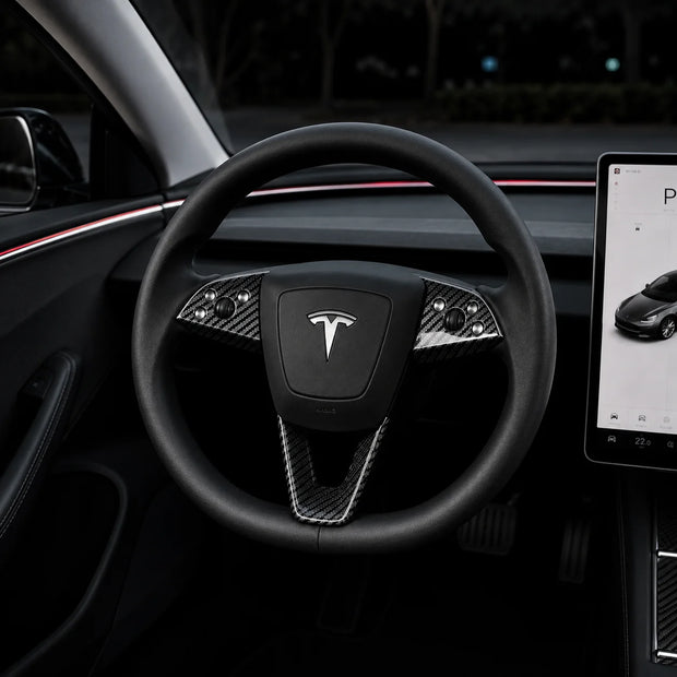 ApexTesla Tesla Model 3 Highland Steering Wheel Cover Trim – Real Carbon Fiber