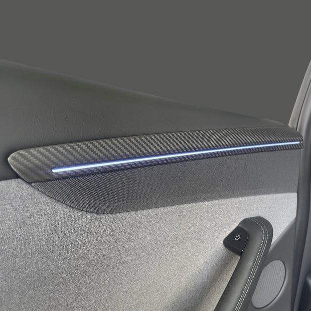 2025 Tesla Model Y Juniper Door Panel Trim Cover Real Carbon Fiber