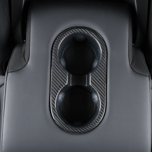 Tesla Model Y 3 2021-2023 Rear Seat Cup Holder Panel Cover Dry Carbon Fiber