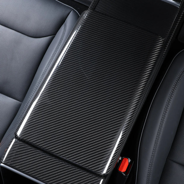 ApexTeslas Tesla Model Y Juniper 2025 Center Console Armrest Cover Dry Carbon Fiber