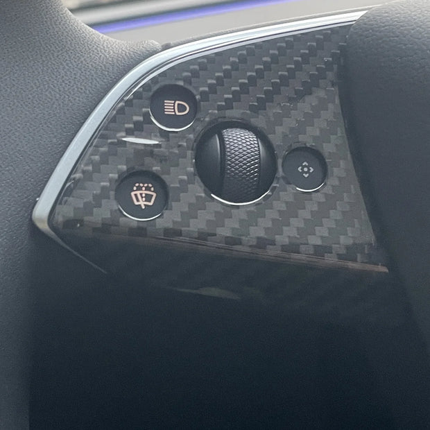 Tesla Model Y Standard Premium 2026 Interior Steering Wheel Sticker Trim Real Carbon Fiber