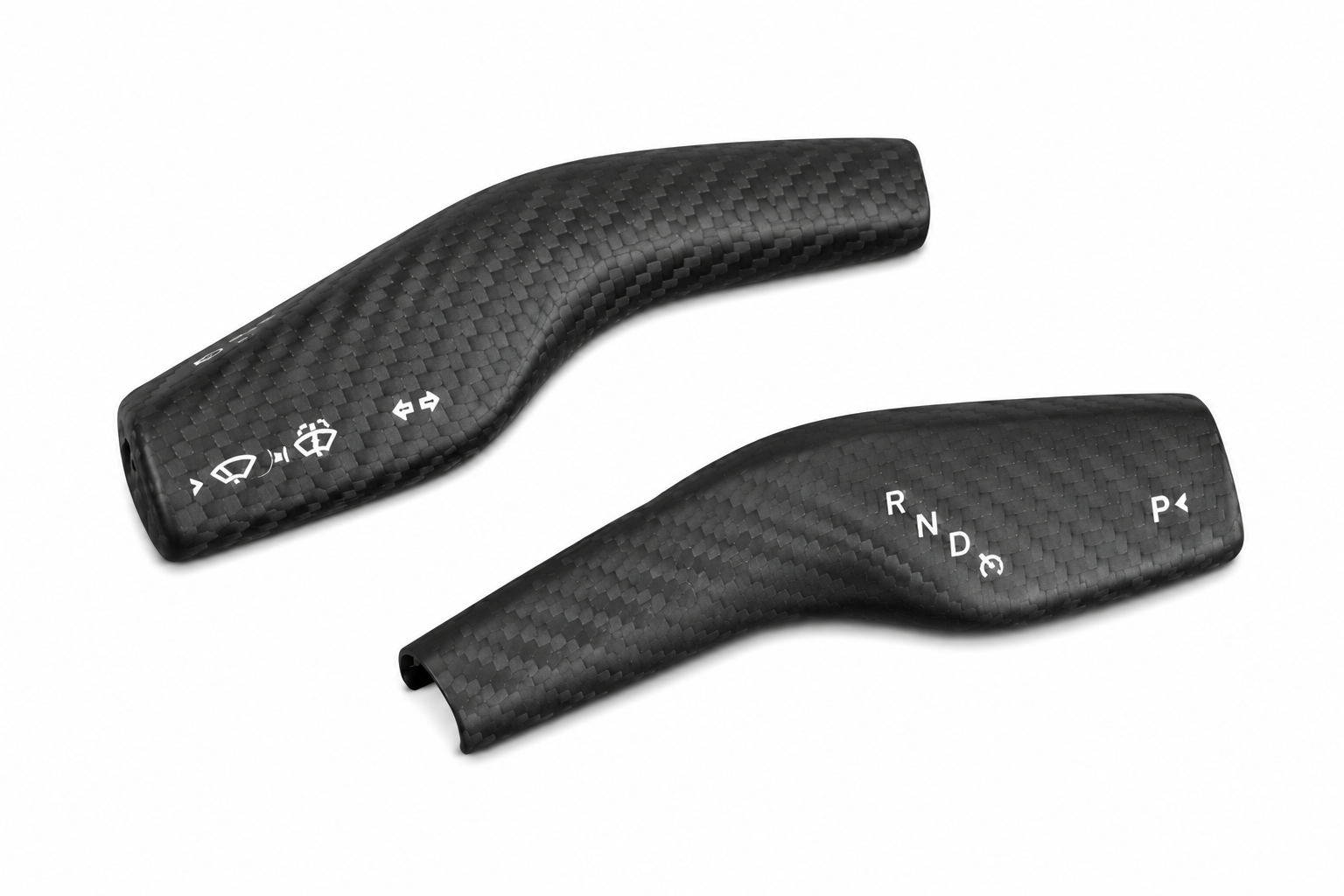 Minimal carbon fiber paddle overlay trim for Tesla interior styling upgrade