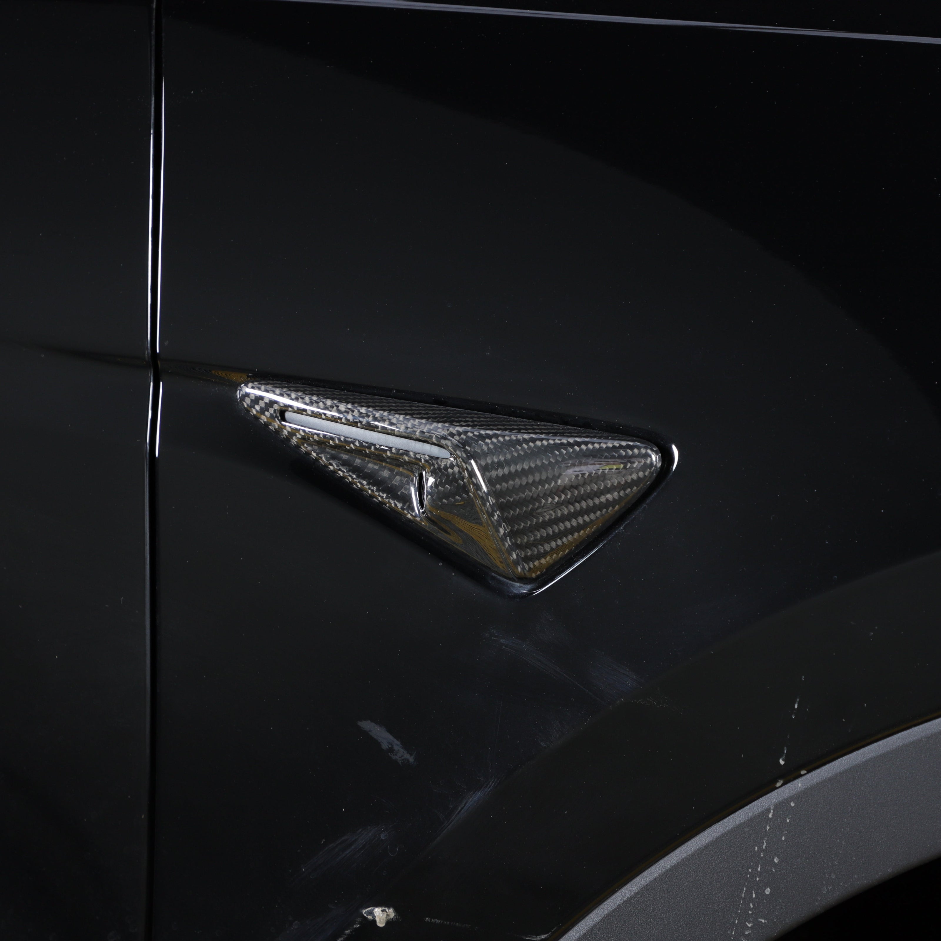 Tesla Model Y camera cover trim with premium real carbon fiber finish