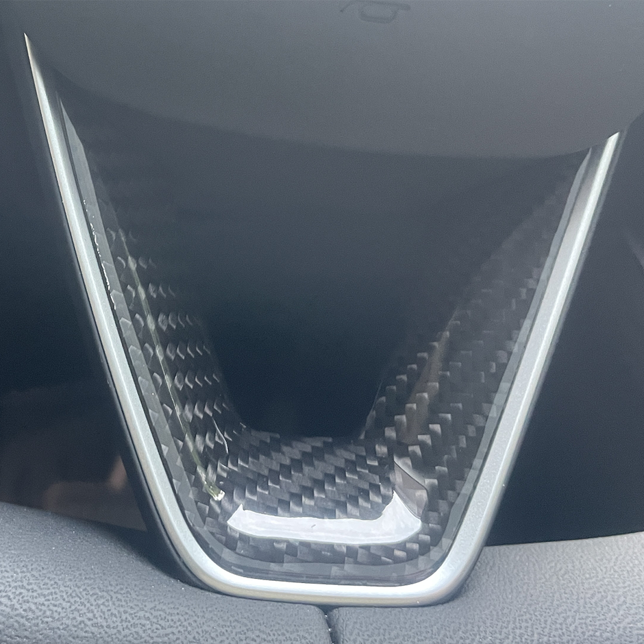 Tesla Model Y Standard Premium 2026 Interior Steering Wheel Sticker Trim Real Carbon Fiber