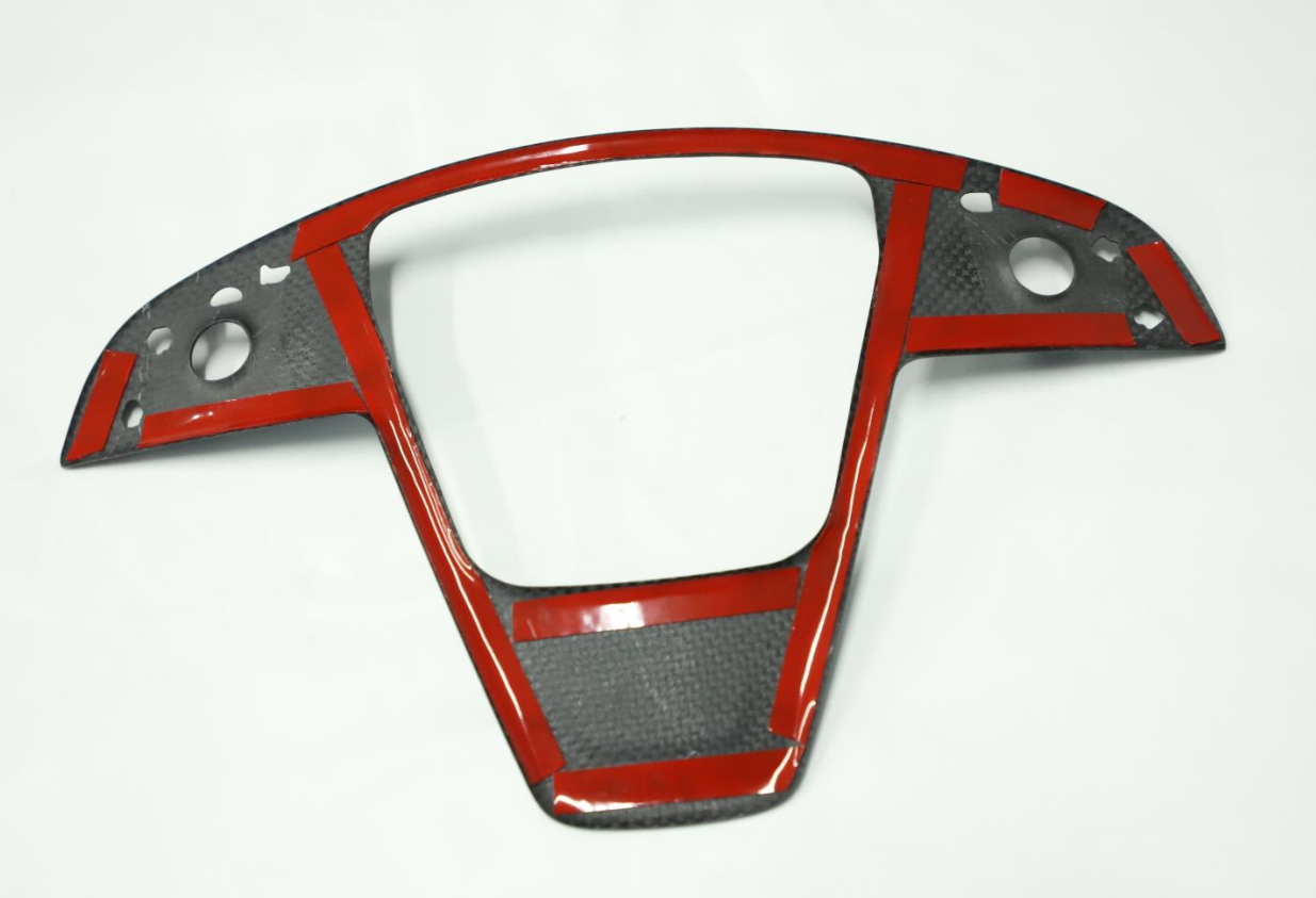 ApexTeslas 2021-2024 Tesla Model X Interior Steering Wheel Sticker Trim Real Carbon Fiber