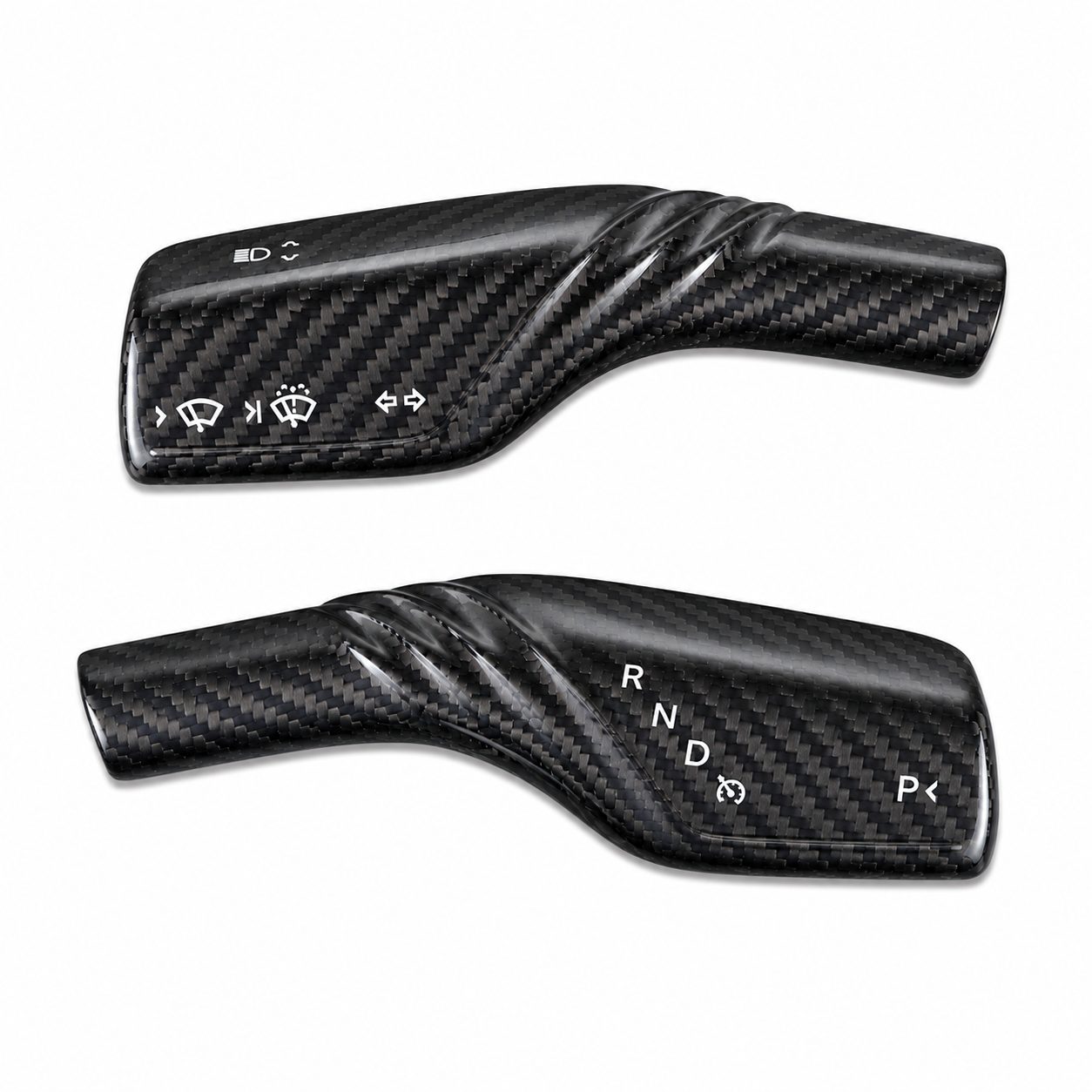 Textured carbon fiber steering paddle trim for Tesla interior upgrade