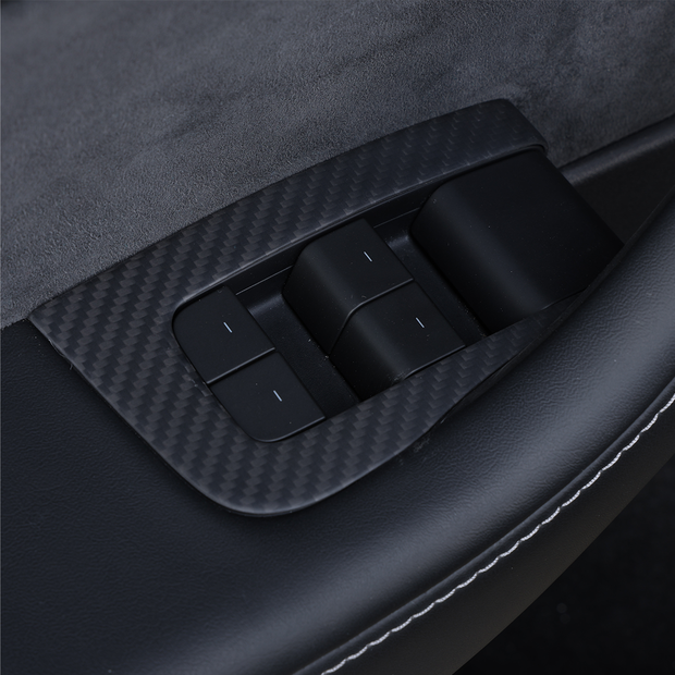 Tesla Model 3 Highland 2024-2025 Door Armrest Window Lift Button Panel Trim Dry Carbon Fiber